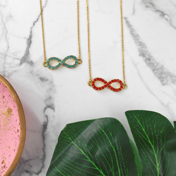 New Gold Infinity Rhinestone Necklace - Picture 6 of 7